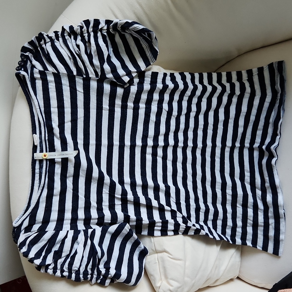 ANTHROPOLOGIE Petite blue striped shirt size XS ~ Little Yellow Button